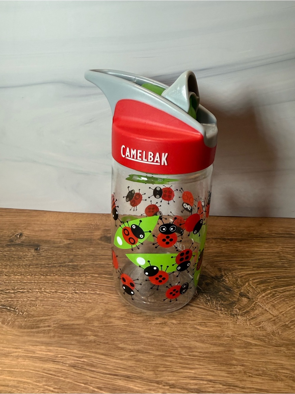 CamelBak Eddy Kids Ladybug Water Bottle 12 oz 0.4L Clear Red